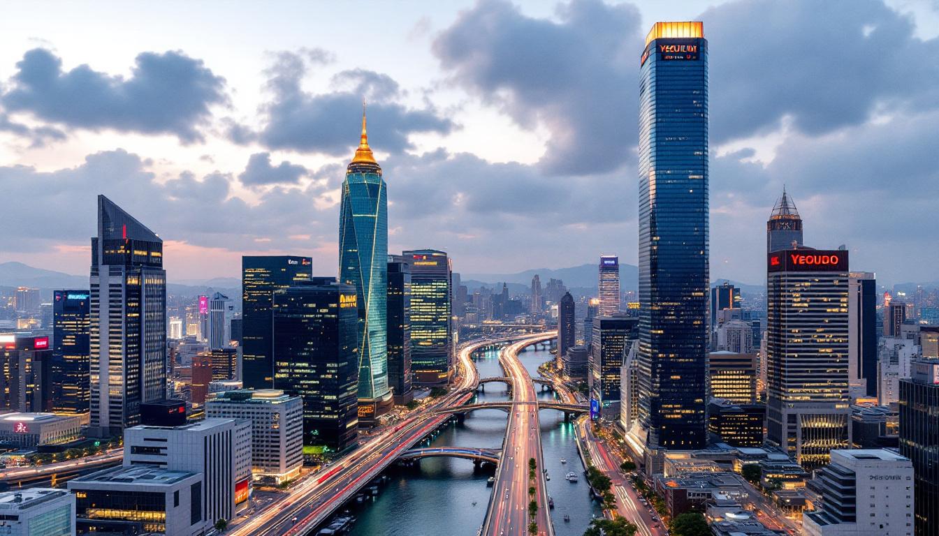 2026년 여의도 금융 지구와 한강의 일몰 풍경