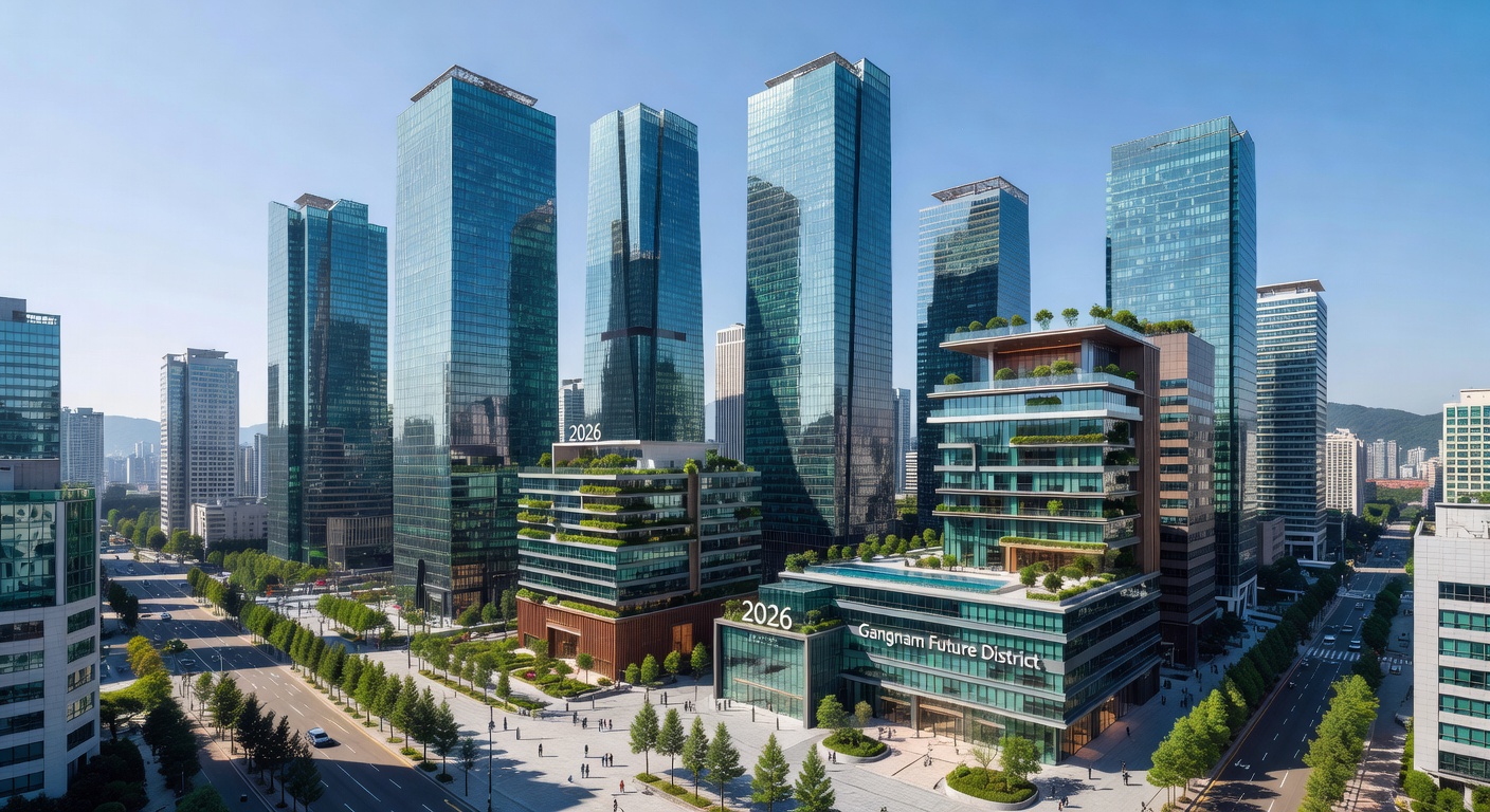 Modern Gangnam District Skyline and Urban Development 2026