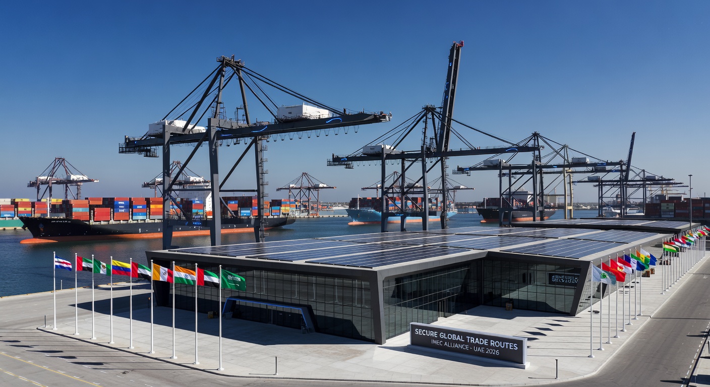 Modern high-tech shipping port and logistics center 2026