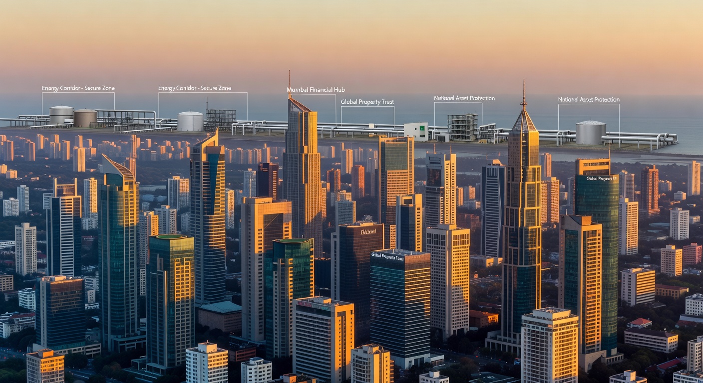 Modern financial district and energy infrastructure 2026