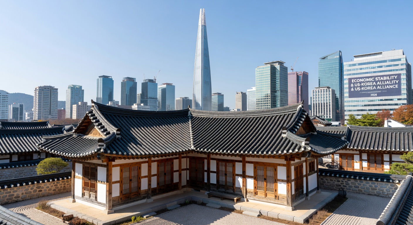 Seoul Skyline with Traditional Hanok and Lotte World Tower 2026