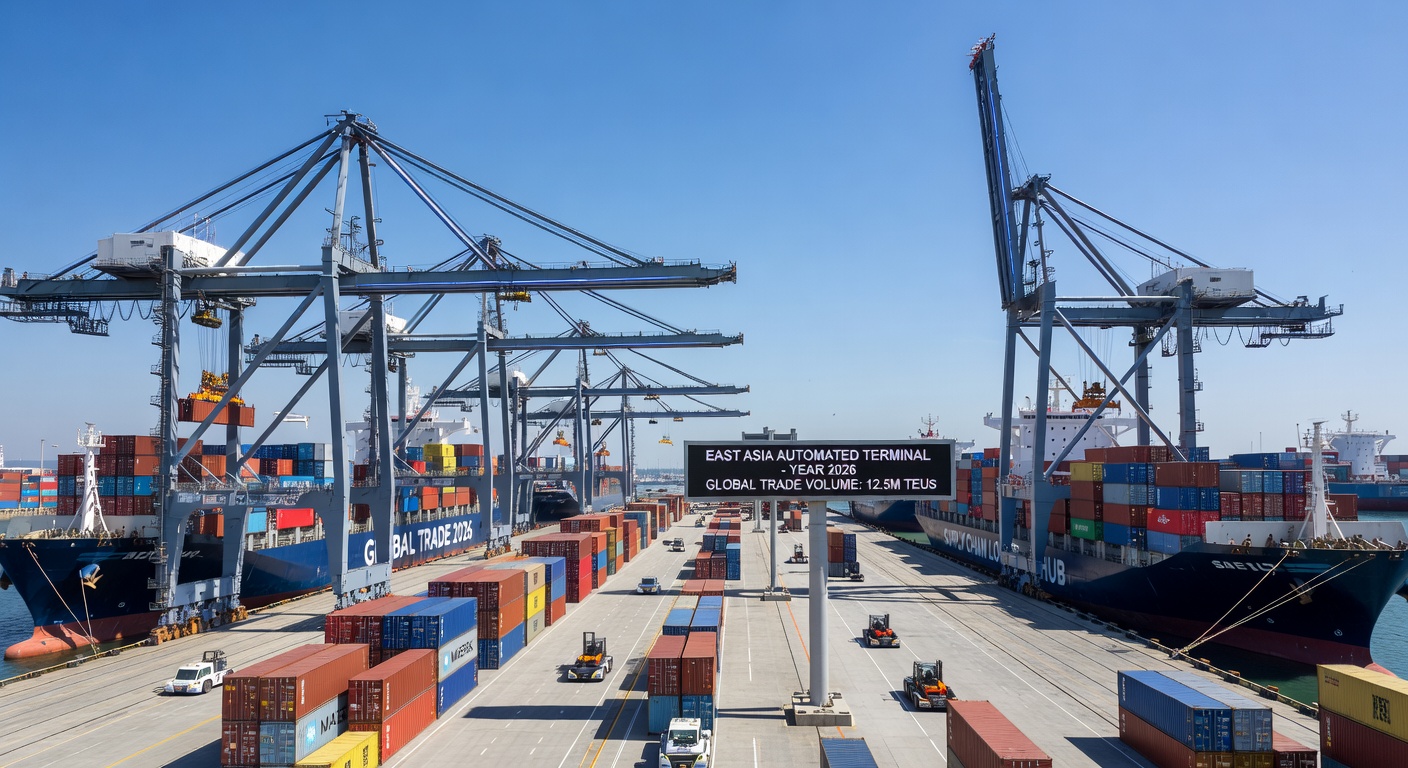 Modern Automated Shipping Port in East Asia 2026