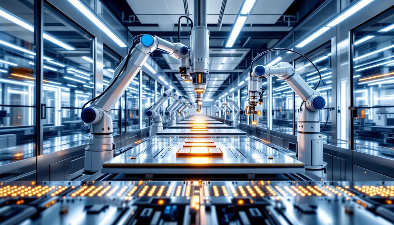 2026년 대한민국의 첨단 반도체 제조 공장 내부와 자동화 생산 라인
