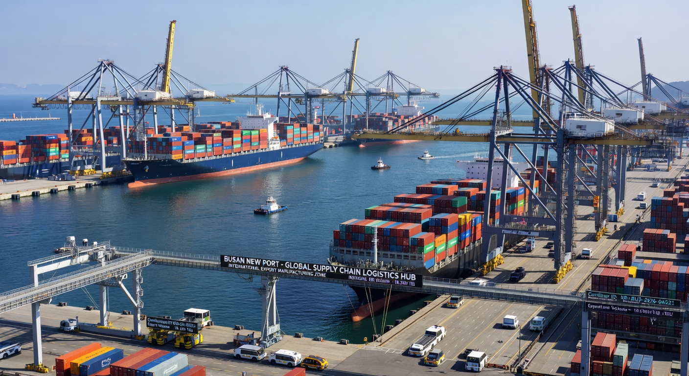 Modern container port in Busan symbolizing global trade