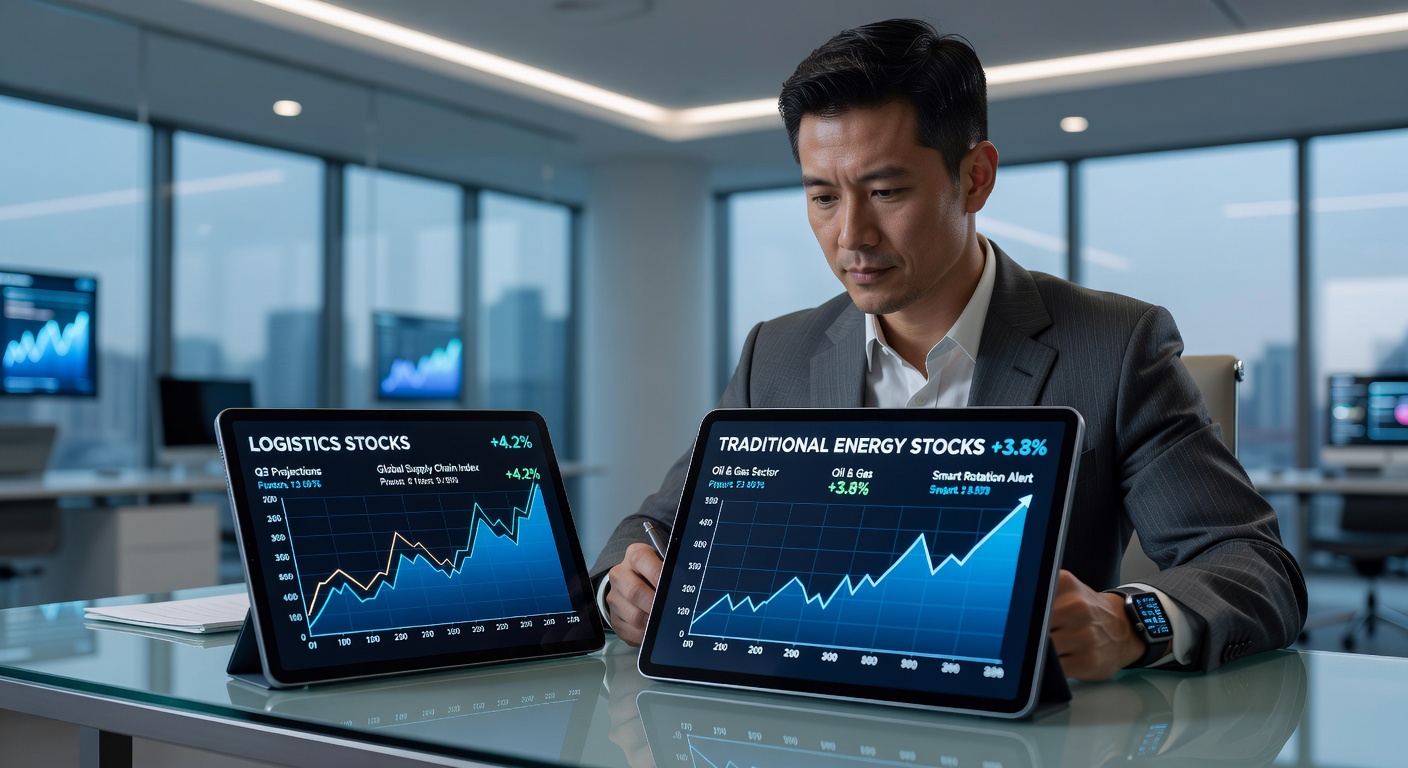 Global investor analyzing market data in a modern office