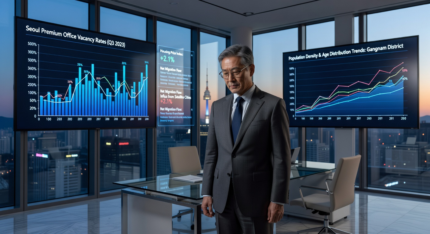 Financial analyst reviewing real estate market data in a modern office