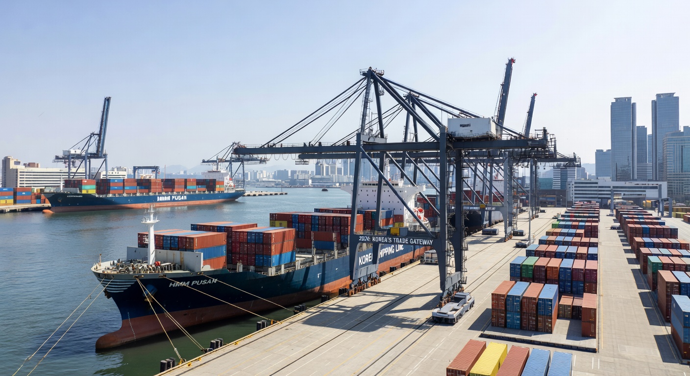 Modern Korean industrial shipyard representing economic resilience