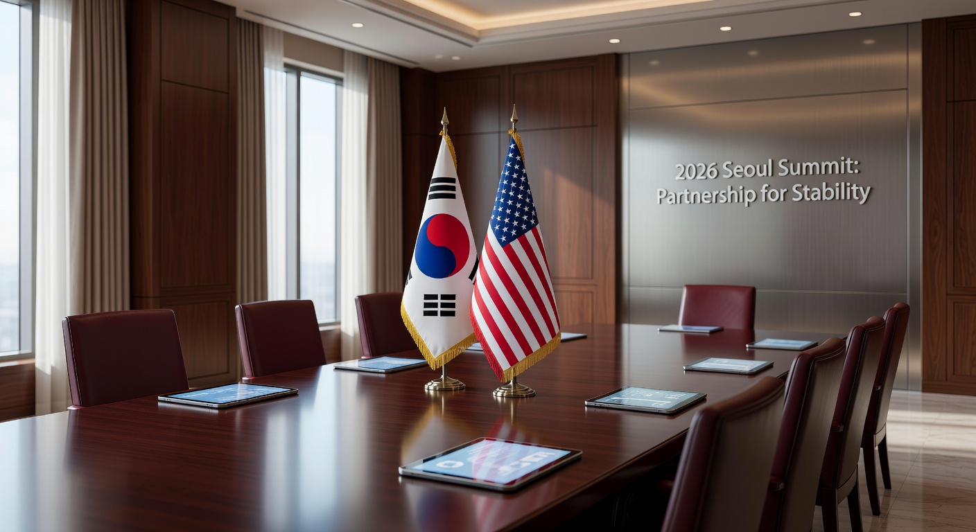 Diplomatic Conference Room with South Korea and US Flags