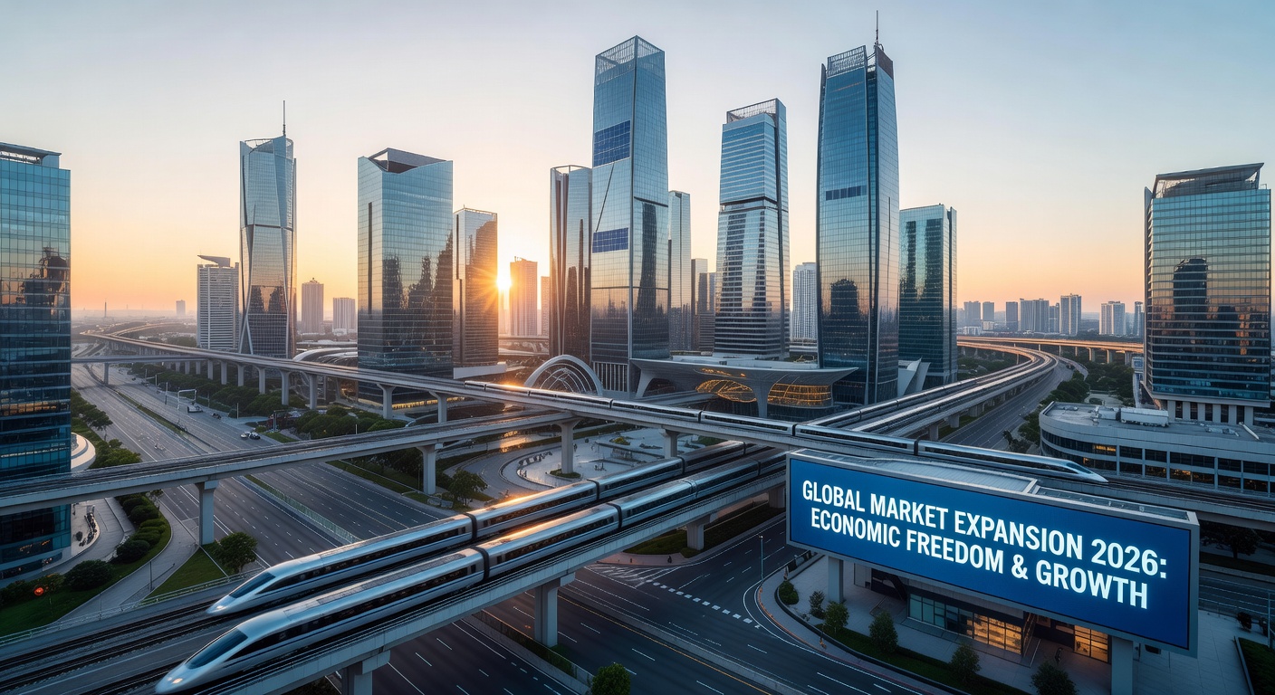 Futuristic City Skyline and Trade Route Sunrise