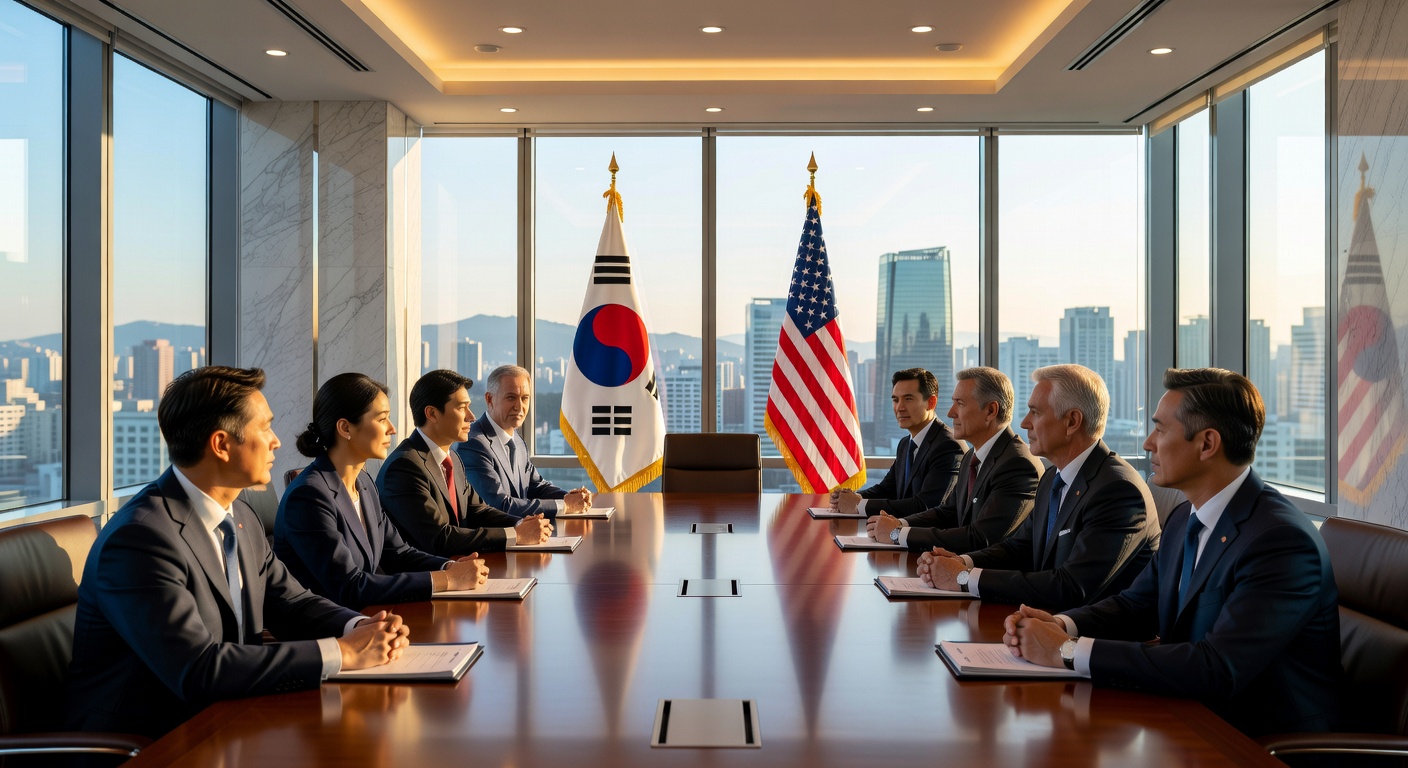 Business meeting representing the US-Korea economic alliance