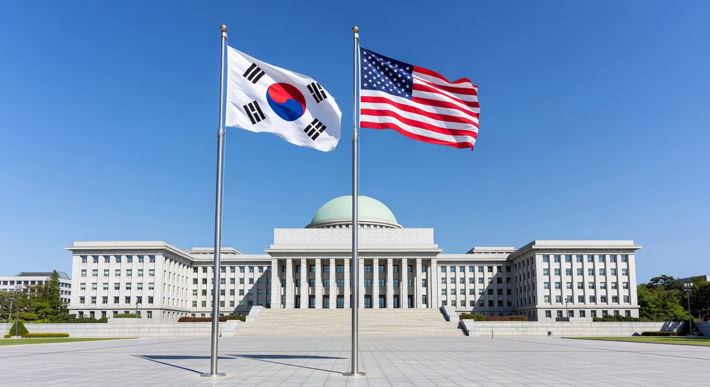 The National Assembly Building in Seoul with clear blue sky