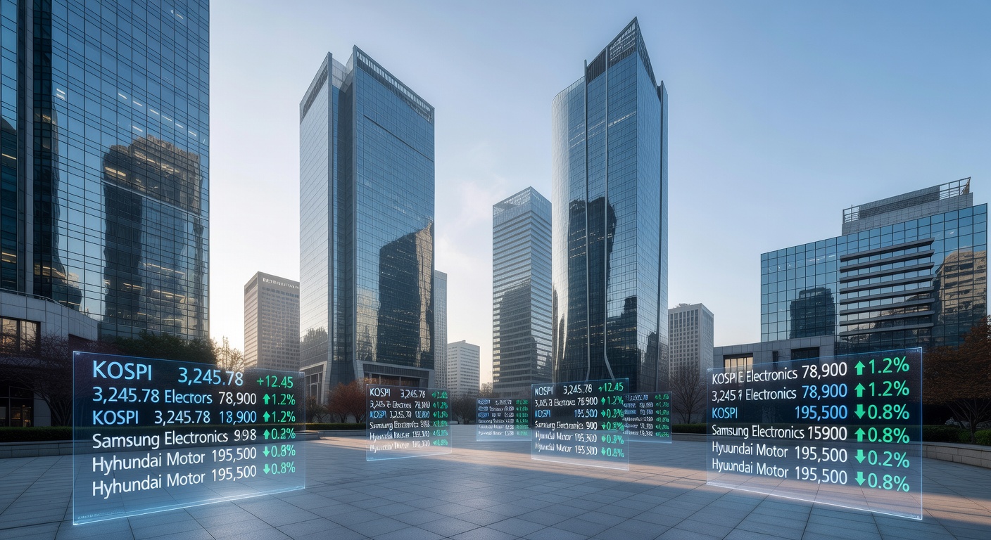 Seoul Yeouido Financial District with Stock Tickers 2026