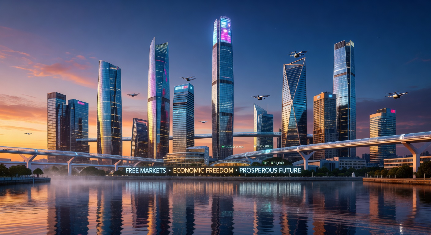 Global Financial District Skyline and Economic Freedom 2026