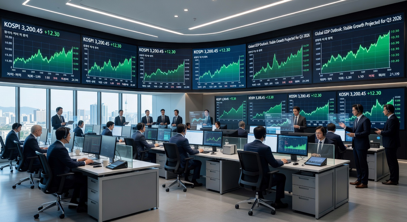 International financial trading floor in Seoul representing market stability