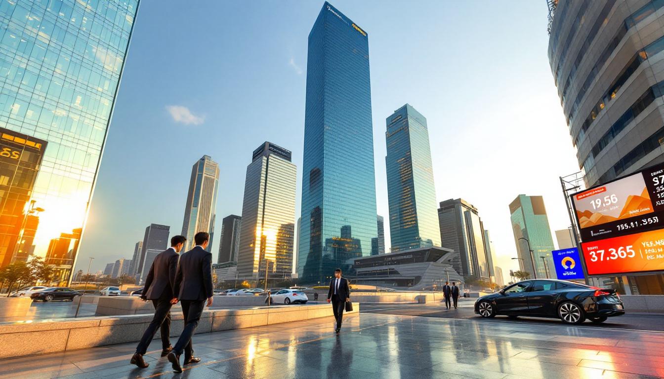 여의도 금융 지구와 한국거래소 건물의 2026년 전경