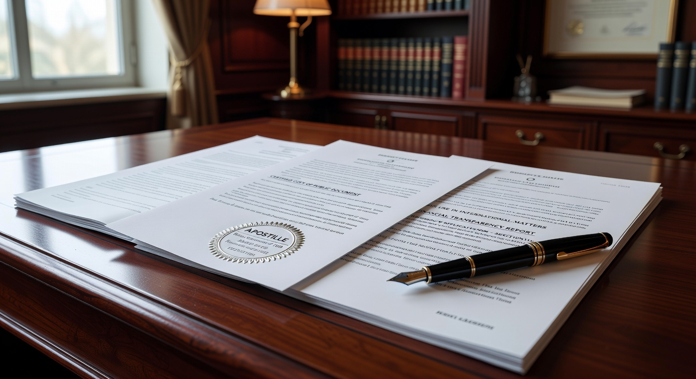 Apostilled financial documents and legal paperwork for Korean residency