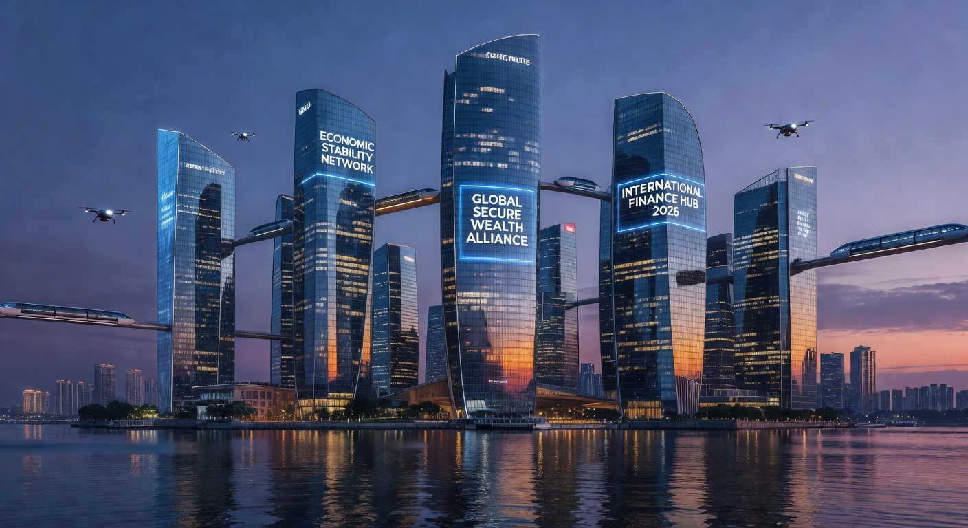 Global Financial District Skyline and Smart City 2026
