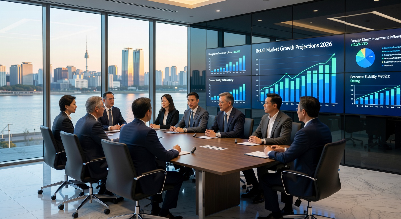 International Business Meeting Overlooking Seoul Skyline